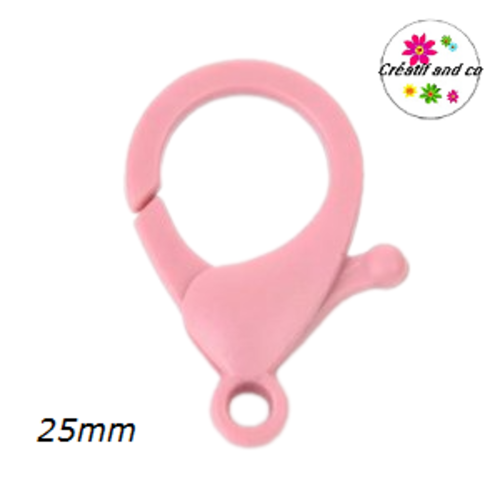 Mousqueton vieux rose plastique 25mm