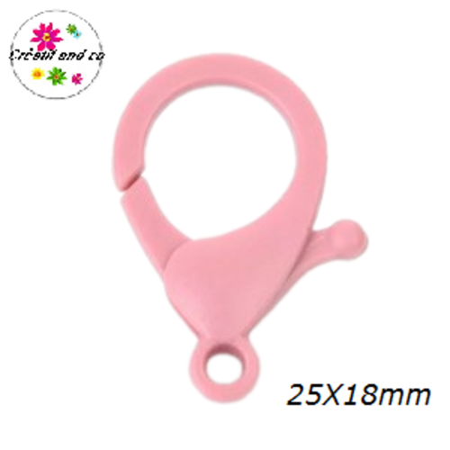 Mousqueton vieux rose plastique 25x18mm