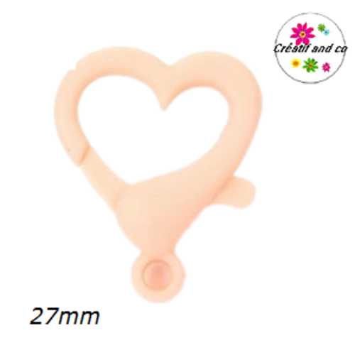Mousqueton forme coeur chair plastique 27mm