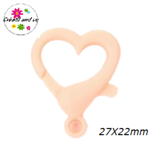 Mousqueton forme coeur chair plastique 27x22mm