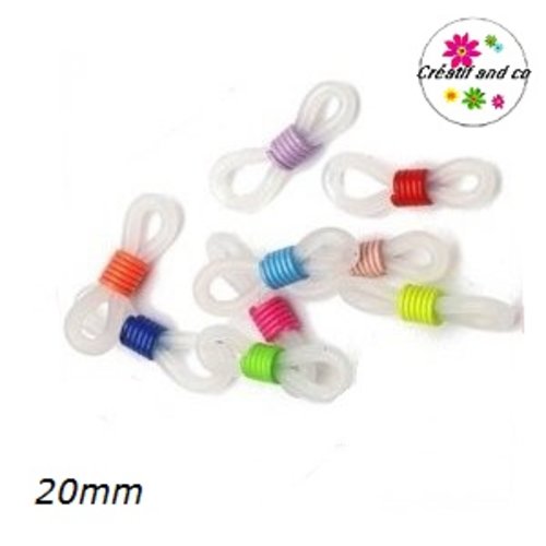 X2 connecteurs silicones translucides ressort couleur pour lunette 20mm