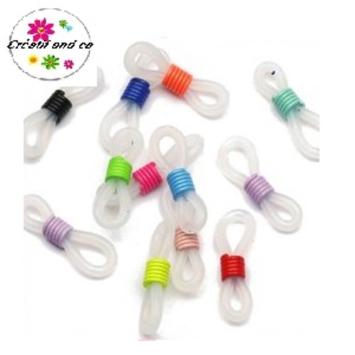 X2 connecteurs silicones translucides ressort couleur pour lunette 20mm