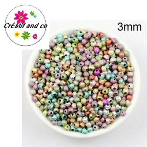 X50 perles rondes fil d'aluminium mix couleur 3mm