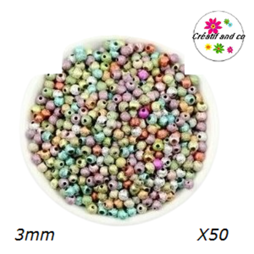 X50 perles rondes fil d'aluminium mix couleur 3mm