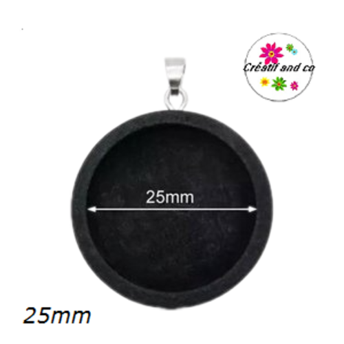 Pendentif bois noir et sa bélière cabochon 25mm