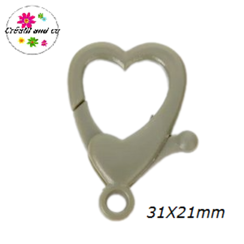 Mousqueton forme coeur kraft plastique 31x21mm