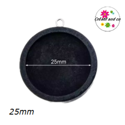 Pendentif bois noir cabochon 25mm