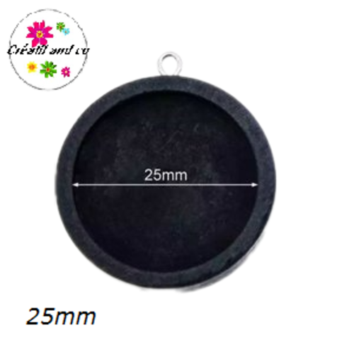 Pendentif bois noir cabochon 25mm