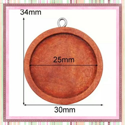 Pendentif bois marron foncé cabochon 25mm