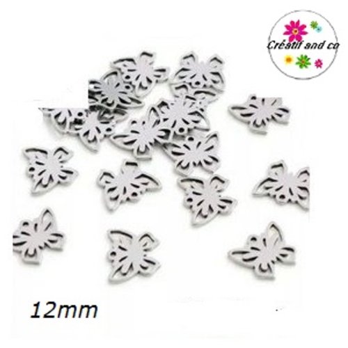 Petit pendentif papillon acier inoxydable 12mm