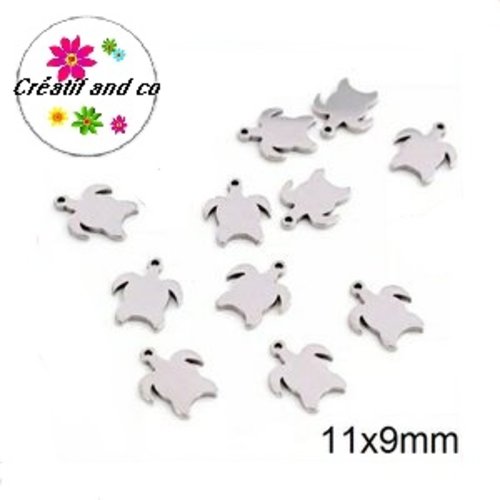 Petit pendentif tortue acier inoxydable 11mm