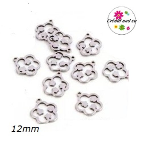 Petit pendentif fleur acier inoxydable 12mm