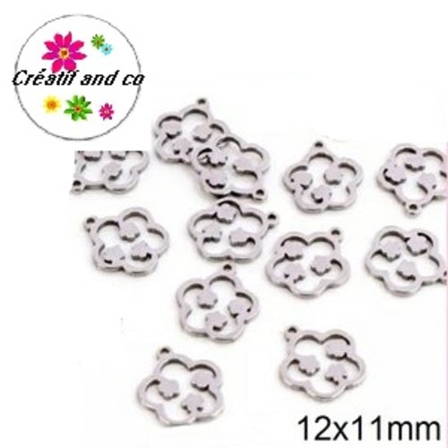 Petit pendentif fleur acier inoxydable 12mm