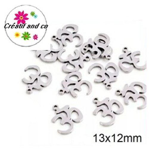 Petit pendentif sigle chinois acier inoxydable 13mm