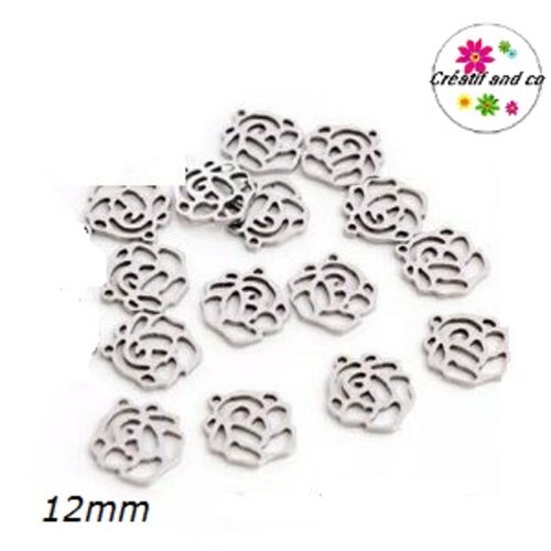 Petit pendentif rose acier inoxydable 12mm