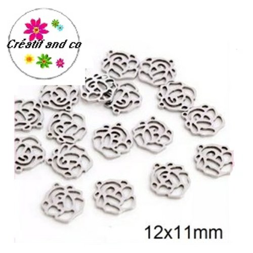 Petit pendentif rose acier inoxydable 12mm
