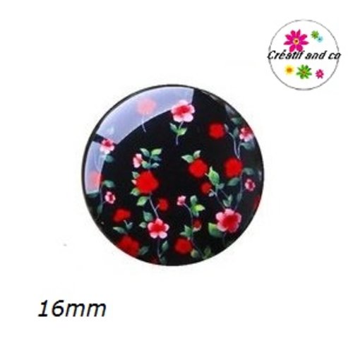 X2 cabochons fleurs 16mm