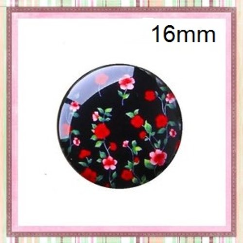 X2 cabochons fleurs 16mm