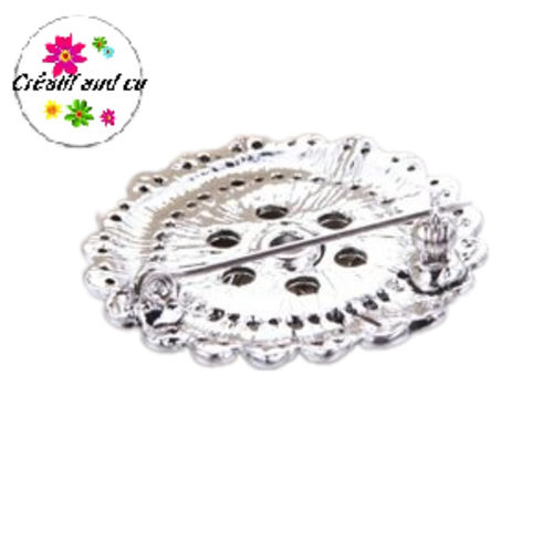 Broche vintage fleur strass pour bouton pression 18/20mm