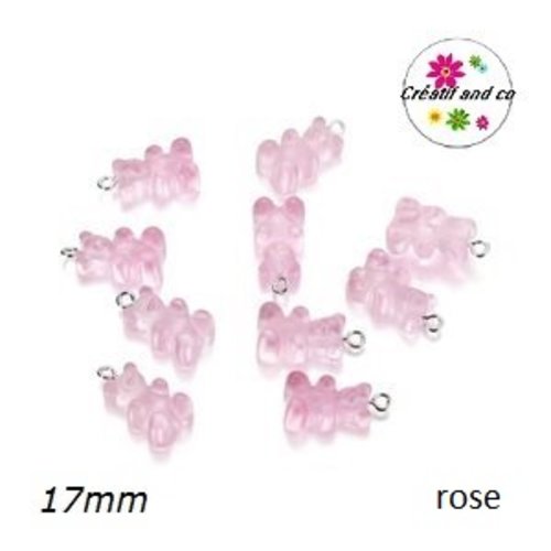 Breloque ourson translucide rose