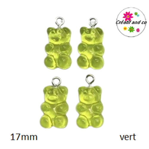 Breloque ourson translucide vert
