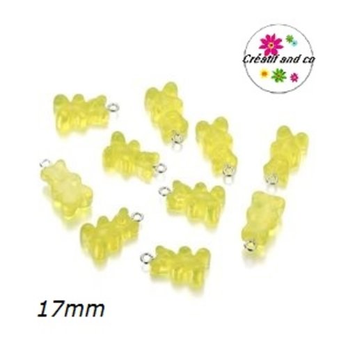 Breloque ourson jaune translucide