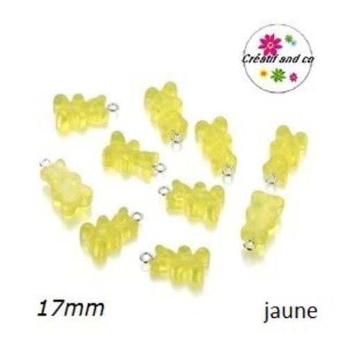 Breloque ourson translucide jaune
