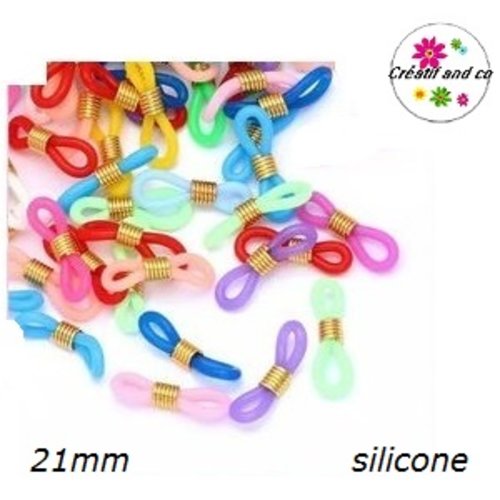 X2 connecteurs en gel de silicones ressort doré pour lunette 21mm
