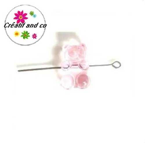Perle ourson acrylique rose translucide 17mm