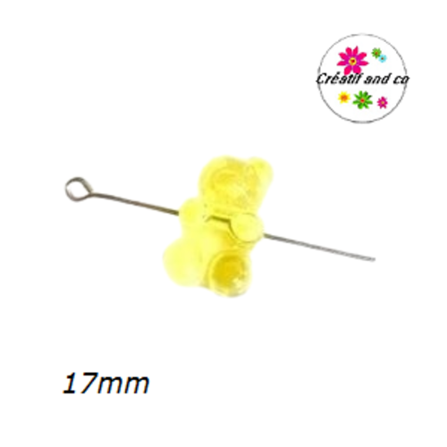 Perle ourson jaune translucide 17mm