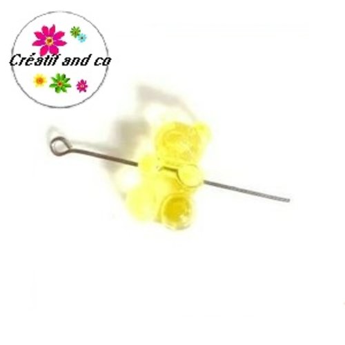 Perle ourson acrylique jaune translucide 17mm