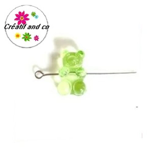 Perle ourson acrylique vert translucide 17mm