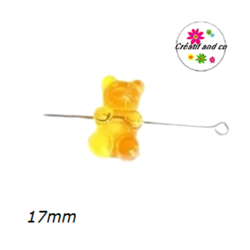 Perle ourson ambre translucide 17mm