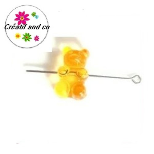 Perle ourson acrylique ambre translucide 17mm