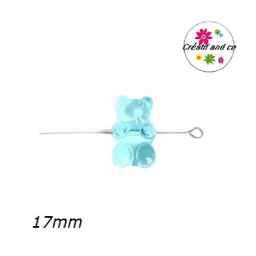Perle ourson turquoise translucide 17mm
