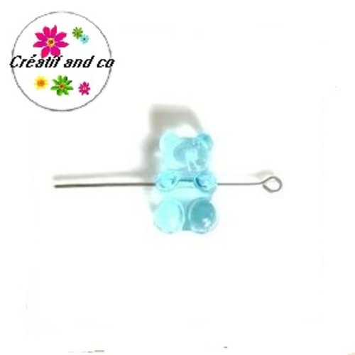 Perle ourson acrylique turquoise translucide 17mm