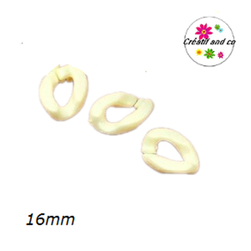 X5 anneaux mailles ouverts torsadés acryliques jaunes pastels 16mm