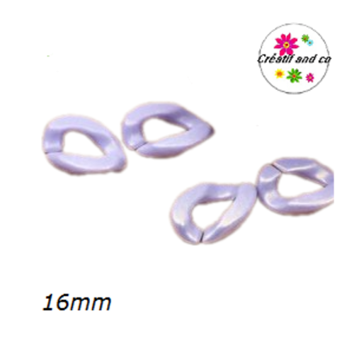X5 anneaux mailles ouverts torsadés acryliques parmes pastels 16mm