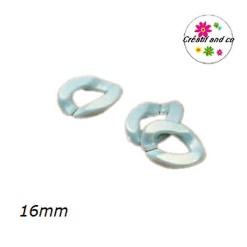 X5 anneaux mailles ouverts torsadés acryliques verts pastels 16mm