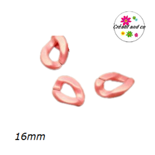 X5 anneaux mailles ouverts torsadés acryliques saumons pastels 16mm