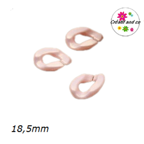 X5 anneaux mailles ouverts torsadés acryliques roses pastels 18,5mm