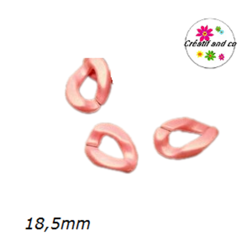 X5 anneaux mailles ouverts torsadés acryliques saumons pastels 18, ,5mm