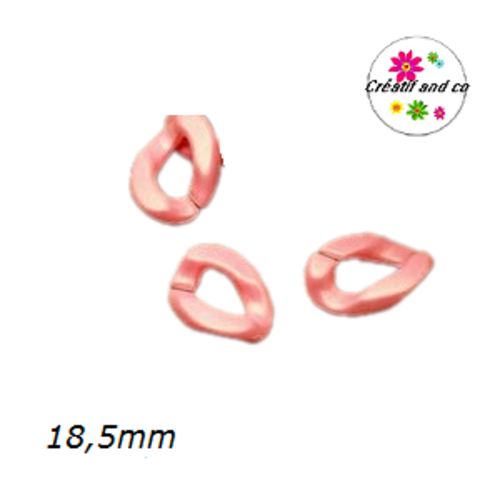 X4 anneaux mailles ouverts torsadés acrylique saumon pastel 18,5mm