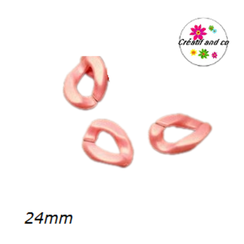 X4 anneaux mailles ouverts torsadés acryliques saumons pastels  24mm