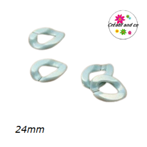 X5 anneaux mailles ouverts torsadés acryliques verts pastels 24mm