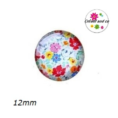 X2 cabochons fleuris 12mm