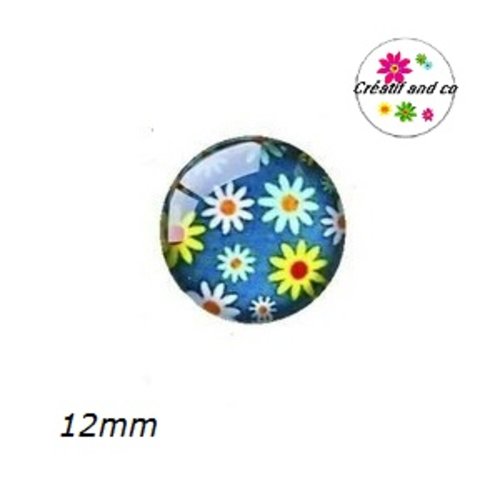 X2 cabochons fleuris 12mm