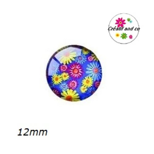 X2 cabochons fleuris 12mm