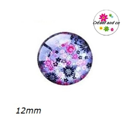 X2 cabochons fleuris 12mm
