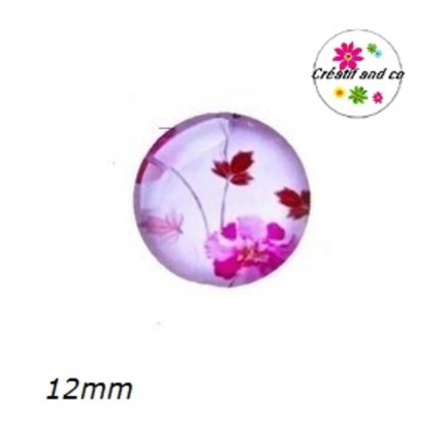 X2 cabochons fleuris 12mm